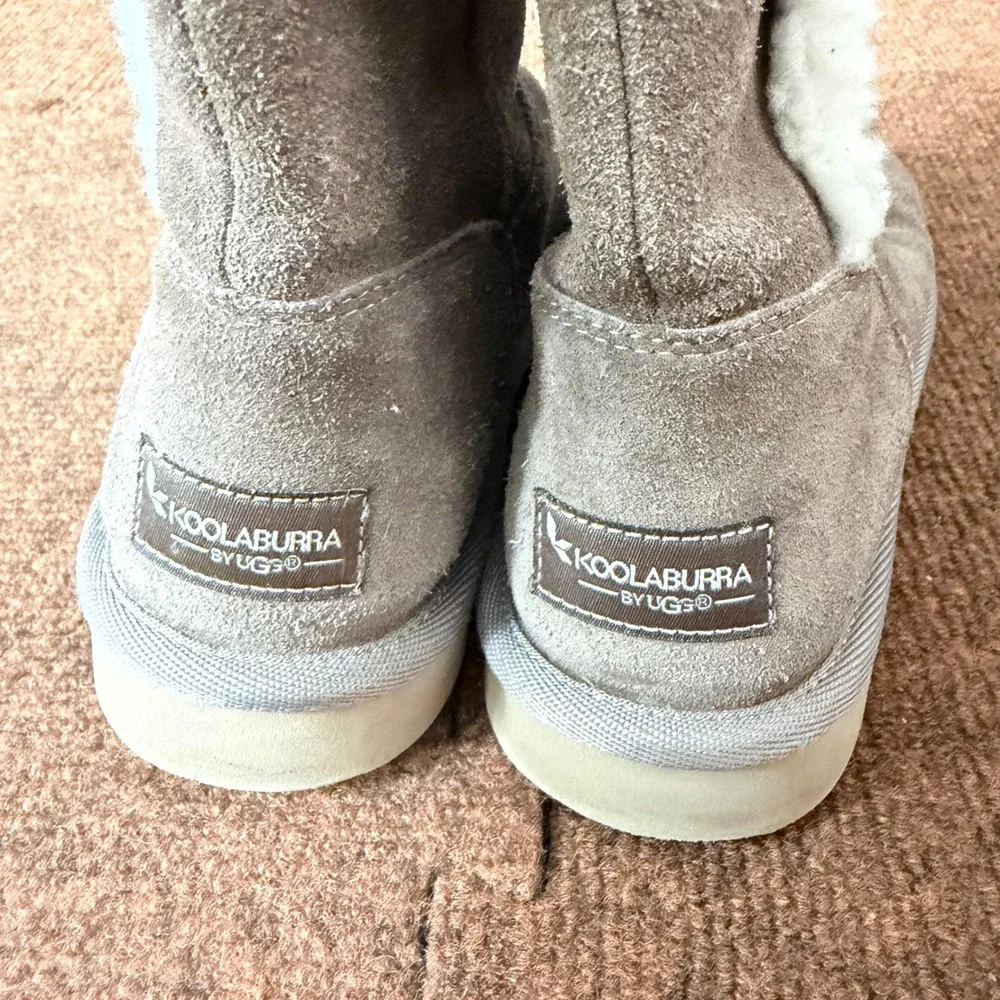 Koolaburra by UGG Victoria Short Suede Boots Taupe Faux Fur Lining Womens A- FIT